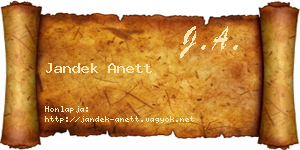 Jandek Anett névjegykártya